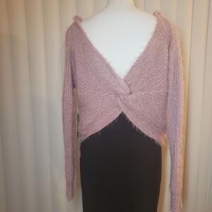 Fluffy mauve open back sweater